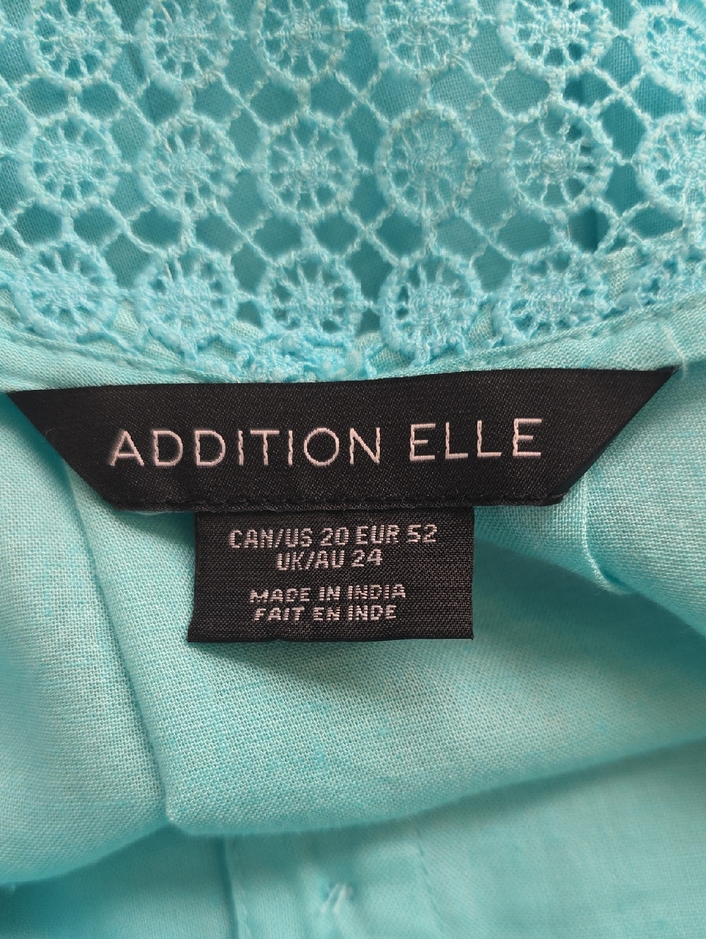 Addition Elle Womens Plus Size Linen Blend Turquoise Sleeveless Blouse - Picture 5 of 7